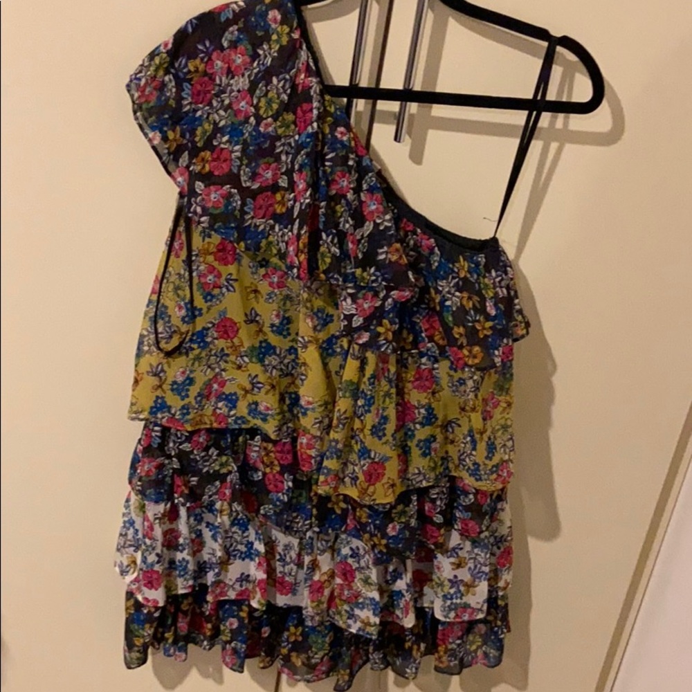 Floral one sided tiered dress